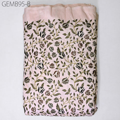 Pink Indian Floral Embroidered Fabric by the yard Sewing DIY Crafting Embroidery Wedding Dress Costumes Dolls Cushion Table Runner Blouses