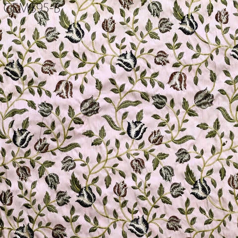 Pink Indian Floral Embroidered Fabric by the yard Sewing DIY Crafting Embroidery Wedding Dress Costumes Dolls Cushion Table Runner Blouses
