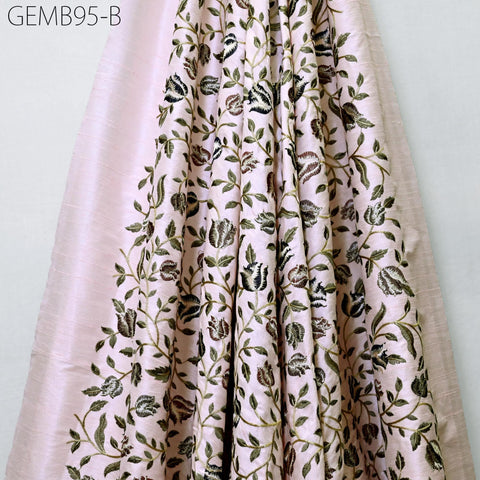 Pink Indian Floral Embroidered Fabric by the yard Sewing DIY Crafting Embroidery Wedding Dress Costumes Dolls Cushion Table Runner Blouses