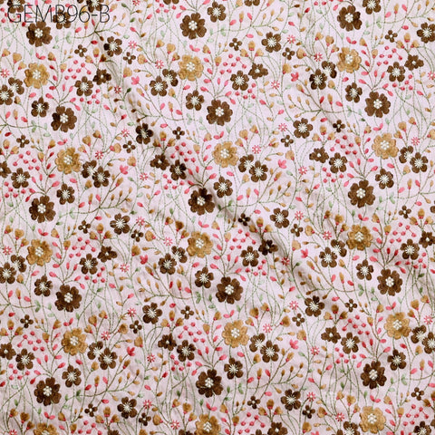 Embroidered Fabric by the yard Sewing DIY Crafting Indian Pink Embroidery Wedding Dress Costumes Cushion Covers Table Runner Blouses Blazer