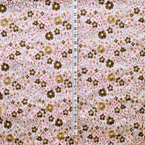 Embroidered Fabric by the yard Sewing DIY Crafting Indian Pink Embroidery Wedding Dress Costumes Cushion Covers Table Runner Blouses Blazer