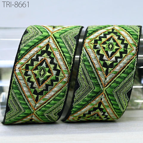 9 Yard Green Embroidery 5 CM Border Embroidered Fabric Trim Gift Wrapping Ribbon DIY Crafting Christmas Decoration Embellishment Trimmings