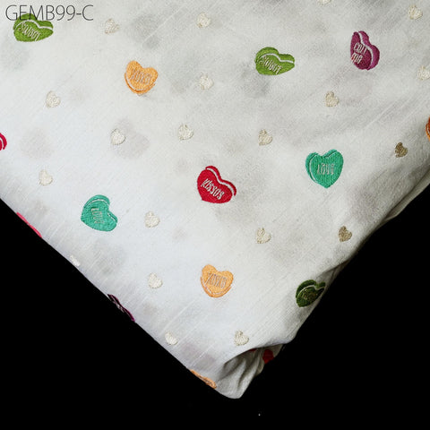 Off White Embroidered Fabric by the yard Sewing DIY Crafting Indian Embroidery Wedding Dress Blouses Historical Costumes Cushions Home Decor