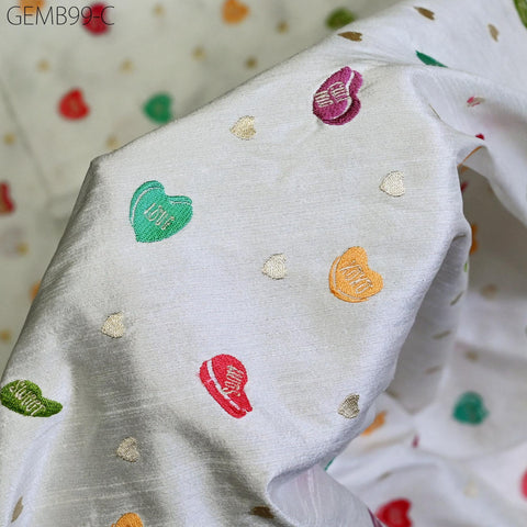 Off White Embroidered Fabric by the yard Sewing DIY Crafting Indian Embroidery Wedding Dress Blouses Historical Costumes Cushions Home Decor