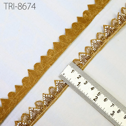 Gold Zardozi Trim by 3 Yard Indian Laces Costume Wedding Dress Tapes ribbon Bridal Belt Sashes Decorative Crafting Sewing Sari Border