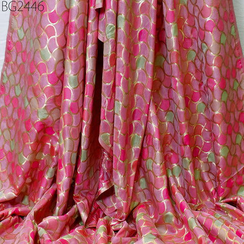 Pink Brocade Fabric by the Yard Wedding Dresses Lehenga Skirt Jackets Indian Blended Banarasi Dress Material Sewing Home Décor Crafting