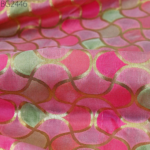 Pink Brocade Fabric by the Yard Wedding Dresses Lehenga Skirt Jackets Indian Blended Banarasi Dress Material Sewing Home Décor Crafting