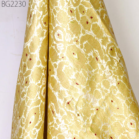 Off White Brocade Fabric By Yard Banarasi Indian Wedding Dresses Varanasi Silk Crafting Sewing Costume Lehenga Drapery Blouses Upholstery