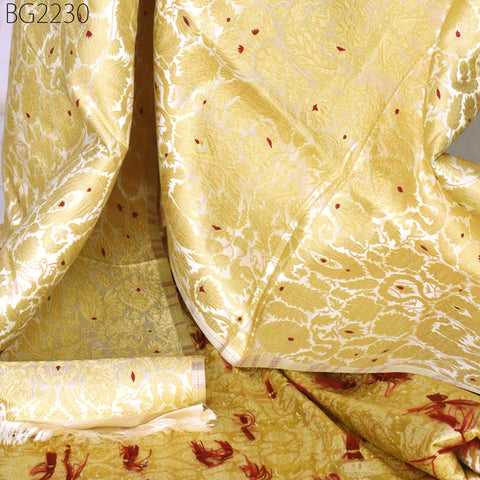 Off White Brocade Fabric By Yard Banarasi Indian Wedding Dresses Varanasi Silk Crafting Sewing Costume Lehenga Drapery Blouses Upholstery