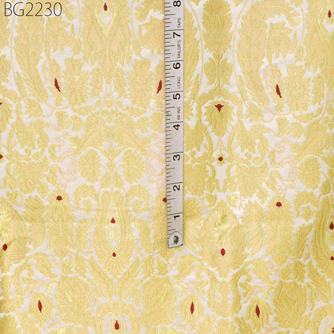 Off White Brocade Fabric By Yard Banarasi Indian Wedding Dresses Varanasi Silk Crafting Sewing Costume Lehenga Drapery Blouses Upholstery