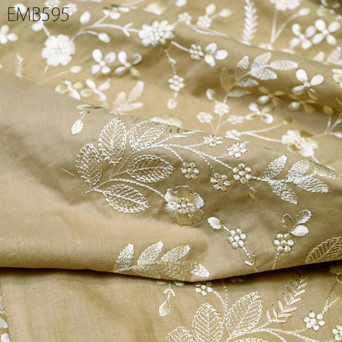 Embroidered Cotton Fabric by the Yard Indian Embroidery Sewing Fabric DIY Crafting Summer Women Dresses Costumes Doll Bag Home Decor Curtain