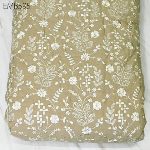 Embroidered Cotton Fabric by the Yard Indian Embroidery Sewing Fabric DIY Crafting Summer Women Dresses Costumes Doll Bag Home Decor Curtain