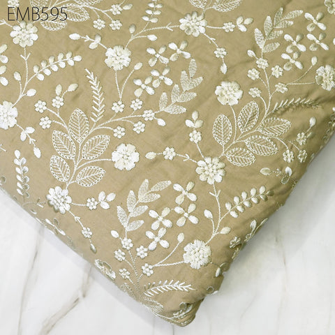 Embroidered Cotton Fabric by the Yard Indian Embroidery Sewing Fabric DIY Crafting Summer Women Dresses Costumes Doll Bag Home Decor Curtain