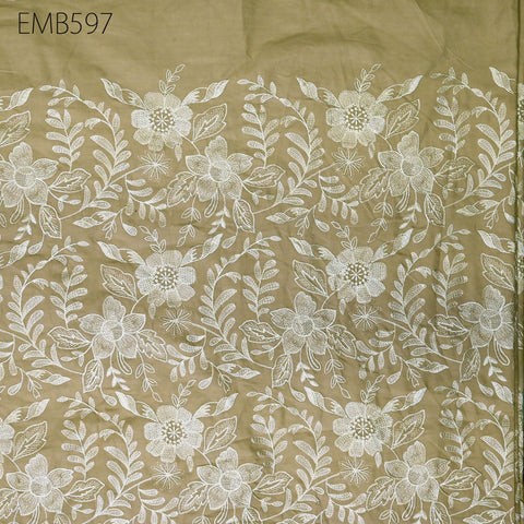 Embroidered Cotton Fabric by the Yard Indian Embroidery Sewing Fabric DIY Crafting Summer Women Dresses Costumes Doll Bag Home Decor Curtain