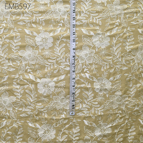 Embroidered Cotton Fabric by the Yard Indian Embroidery Sewing Fabric DIY Crafting Summer Women Dresses Costumes Doll Bag Home Decor Curtain