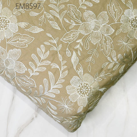 Embroidered Cotton Fabric by the Yard Indian Embroidery Sewing Fabric DIY Crafting Summer Women Dresses Costumes Doll Bag Home Decor Curtain