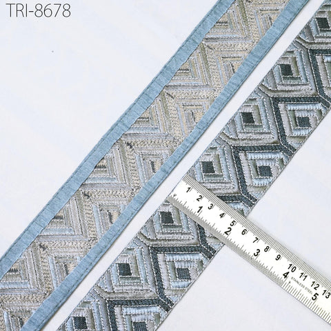 9 Yard Grey 5cm Embroidery Border Embroidered Fabric Trim Gift Wrapping Saree Ribbon DIY Crafting Christmas Decoration Embellishment Trim