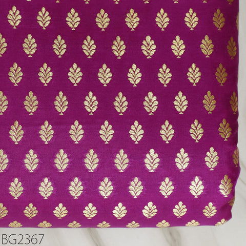 Red Violet Indian Brocade By Yard Fabric Banaras Weddings Bridal Dress Sewing Material Banarasi DIY Crafting Costume Cushion Covers Blouses