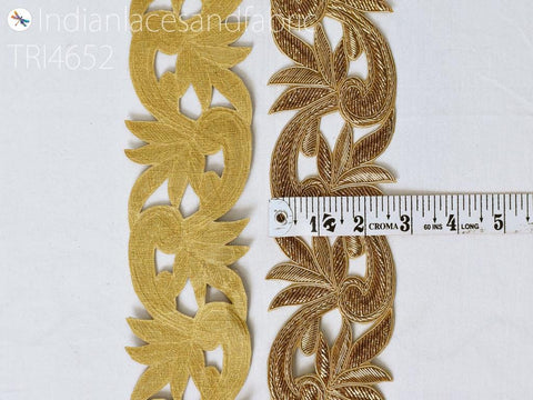 Zardozi Gold Trim by the Yard Handcrafted Embellishment Costume Indian Saree Border Decorative Lehenga Purse Clutches Christmas DIY Crafting