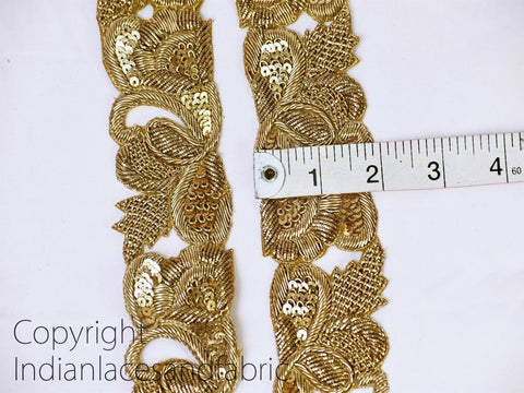 2 Inch Golden Trim, Zardozi Lace sequin work