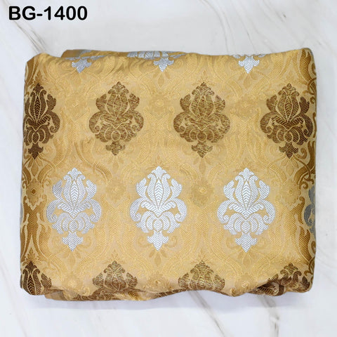 Beige Brocade Banarasi Fabric by the Yard Banaras Brocade blended Silk for Wedding Dress bridesmaid Lehenga Sewing Crafting Home Furnishing