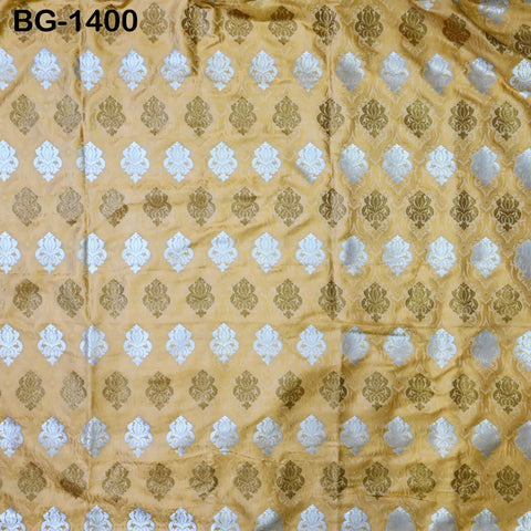Beige Brocade Banarasi Fabric by the Yard Banaras Brocade blended Silk for Wedding Dress bridesmaid Lehenga Sewing Crafting Home Furnishing