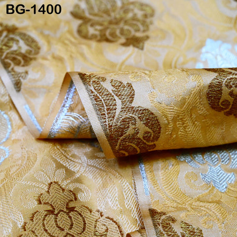 Beige Brocade Banarasi Fabric by the Yard Banaras Brocade blended Silk for Wedding Dress bridesmaid Lehenga Sewing Crafting Home Furnishing