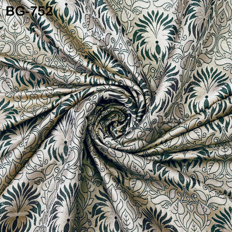 Beige Brocade Fabric by the yard Indian Banarasi Fabric Sewing Crafting Fabric Wedding Dress Banaras Fabric lehenga Dress Material Costume