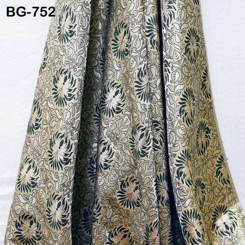 Beige Brocade Fabric by the yard Indian Banarasi Fabric Sewing Crafting Fabric Wedding Dress Banaras Fabric lehenga Dress Material Costume
