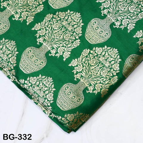 Brocade Fabric by the Yard Banarasi Green Gold Brocade for Wedding Dresses Bridesmaid Lehenga Making cushion covers table runner fabric