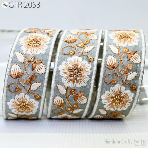 9 Yard Embroidery Fabric 4cm Trim Indian Sewing Embellishment Embroidered Saree Ribbon Crafting Border Wedding Dress Trimming Cushion Cover
