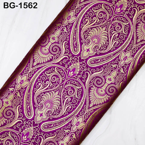 Purple Brocade Fabric by the Yard Wedding Dress Fabric Banaras brocade for evening jacket Indian Blended Silk Curtains Home Décor Costume