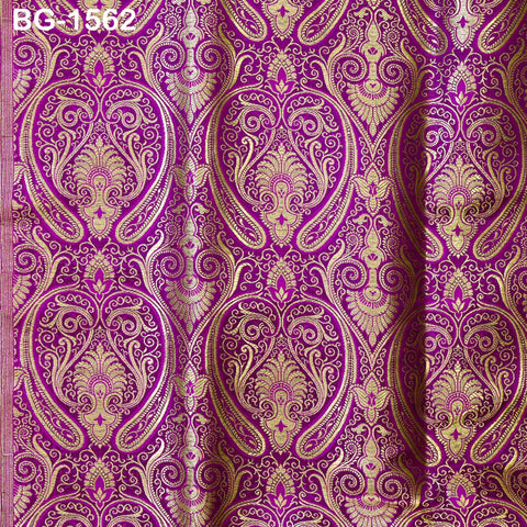 Purple Brocade Fabric by the Yard Wedding Dress Fabric Banaras brocade for evening jacket Indian Blended Silk Curtains Home Décor Costume