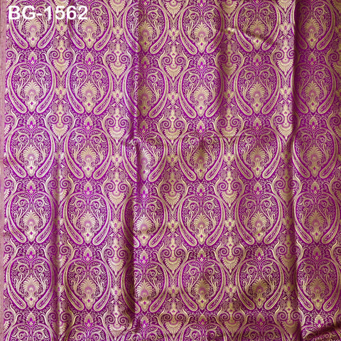Purple Brocade Fabric by the Yard Wedding Dress Fabric Banaras brocade for evening jacket Indian Blended Silk Curtains Home Décor Costume