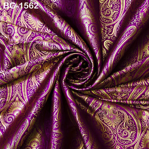 Purple Brocade Fabric by the Yard Wedding Dress Fabric Banaras brocade for evening jacket Indian Blended Silk Curtains Home Décor Costume