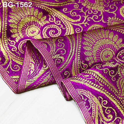 Purple Brocade Fabric by the Yard Wedding Dress Fabric Banaras brocade for evening jacket Indian Blended Silk Curtains Home Décor Costume