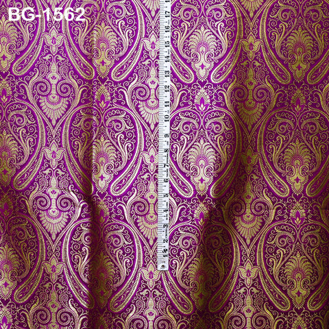 Purple Brocade Fabric by the Yard Wedding Dress Fabric Banaras brocade for evening jacket Indian Blended Silk Curtains Home Décor Costume