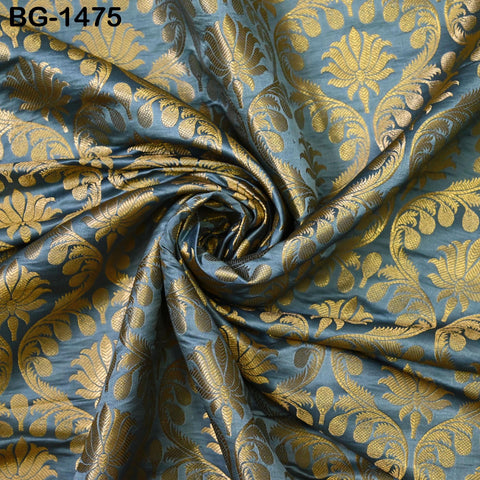 Grey Crafting Fabric Indian Brocade Fabric by the Yard Wedding Dress Banarasi Brocade Fabric Bridal Dresses Lengha Material Sewing