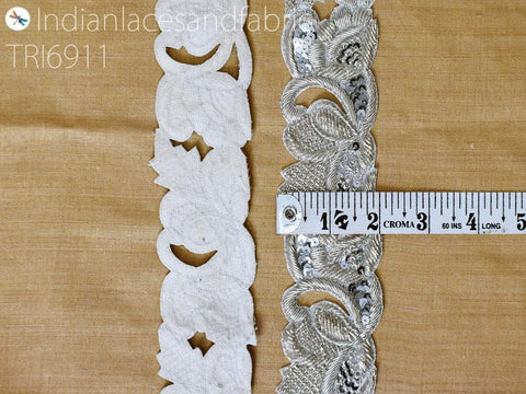 2 inches silver Zardozi straps 2.5 yards lace