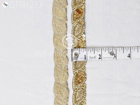 3 Yard Zardozi Beaded Trim Indian Handcrafted Wedding Sari Border DIY Crafting Ribbon Saree Embroidered Zari Handmade Trimming Costumes