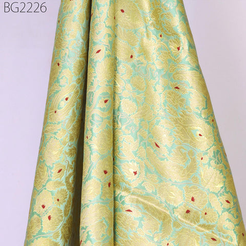 Gold Zari Brocade Fabric By Yard Banarasi Indian Wedding Dresses Varanasi Silk Crafting Sewing Costume Lehenga Drapery Blouses Upholstery