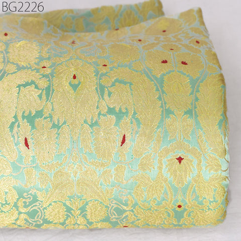 Gold Zari Brocade Fabric By Yard Banarasi Indian Wedding Dresses Varanasi Silk Crafting Sewing Costume Lehenga Drapery Blouses Upholstery
