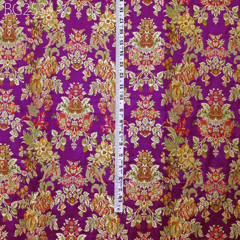 Purple Brocade Fabric by the Yard Indian Winter Wedding Dress Brides Mother Full Length Coats Waistcoats Jacket Theatrical Historic Costumes