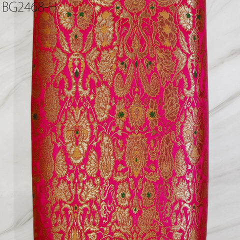 Magenta Brocade Fabric by the Yard Indian Banarasi Wedding Dress Bridesmaid Shift Dresses Classic Blazer Coats Theatrical Historic Costumes
