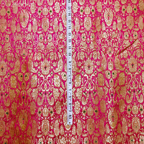 Magenta Brocade Fabric by the Yard Indian Banarasi Wedding Dress Bridesmaid Shift Dresses Classic Blazer Coats Theatrical Historic Costumes