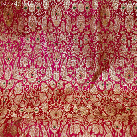 Magenta Brocade Fabric by the Yard Indian Banarasi Wedding Dress Bridesmaid Shift Dresses Classic Blazer Coats Theatrical Historic Costumes