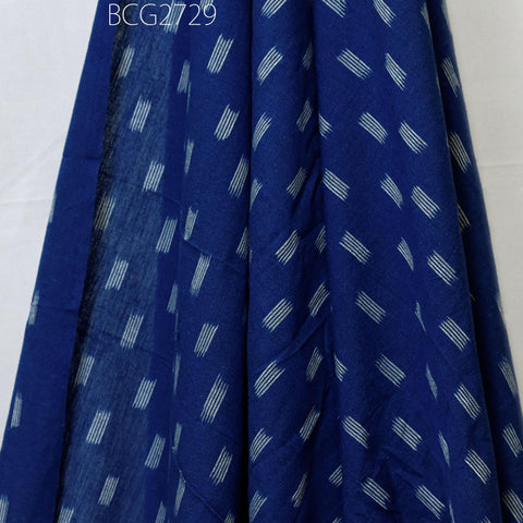 Blue Ikat Cotton Fabric by yard Homespun Indian Handloom Quilting Sewing Crafting Women Kids Summer Dresses Cushions Home Decor Draperies