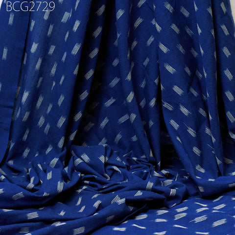 Blue Ikat Cotton Fabric by yard Homespun Indian Handloom Quilting Sewing Crafting Women Kids Summer Dresses Cushions Home Decor Draperies
