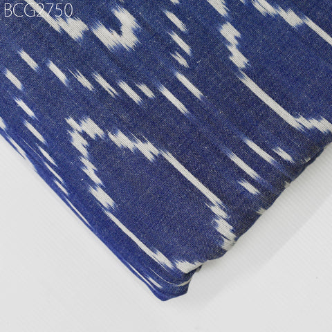 Blue Indian Ikat Cotton Fabric by the yard 2/60 Handwoven Kids Women Summer Dresses Handloom Home Decor Quilting Sewing Pillow's Drapery