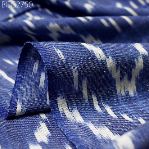 Blue Indian Ikat Cotton Fabric by the yard 2/60 Handwoven Kids Women Summer Dresses Handloom Home Decor Quilting Sewing Pillow's Drapery